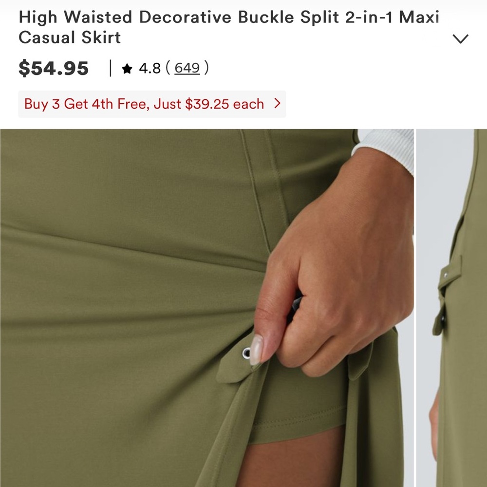Halara Y2K Skirt -High Waisted Decorative Buckle Split 2-in-1 Maxi Casual Skirt